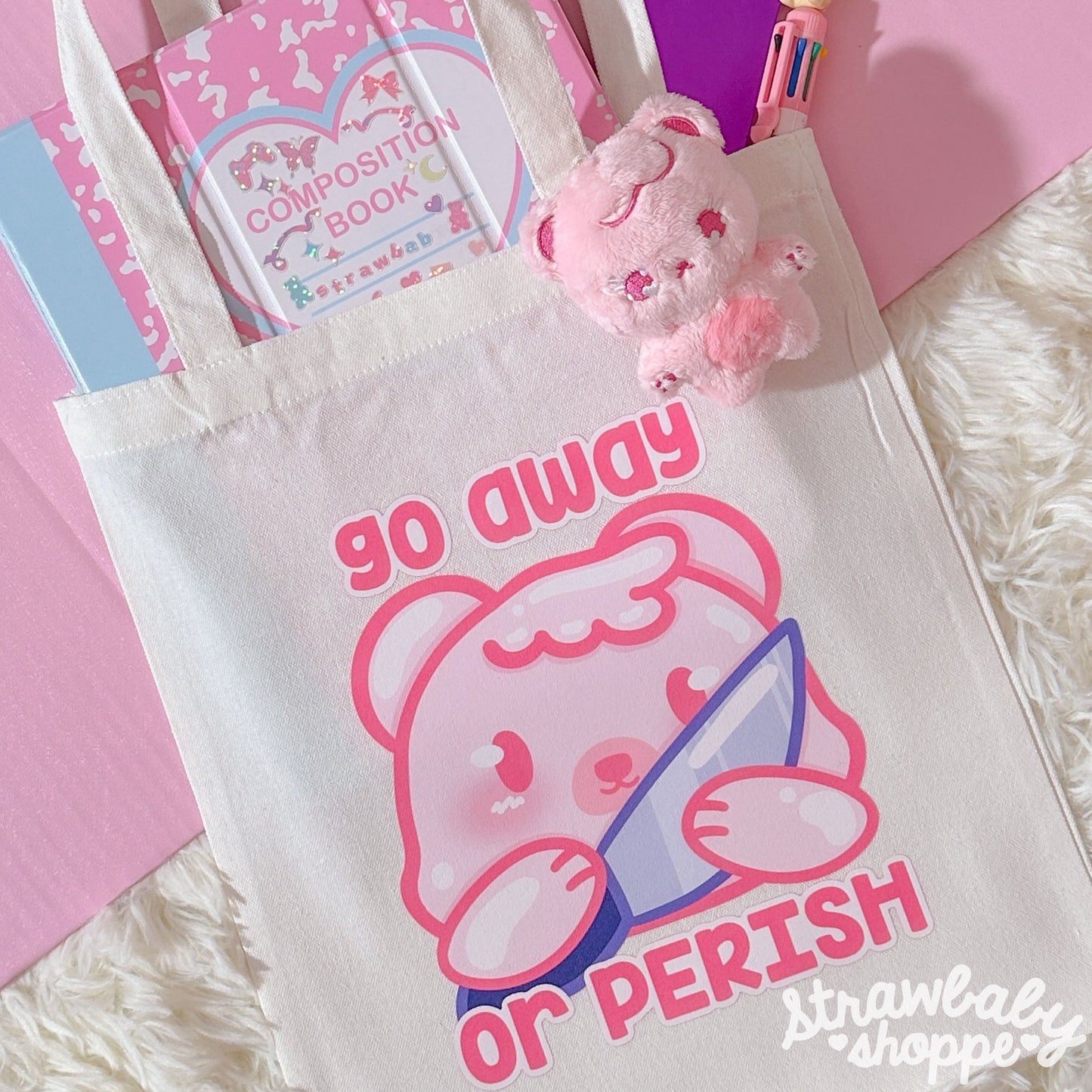 Mushi's Warning Tote Bag - Kawaii Tote Bag - Mushi the Bear