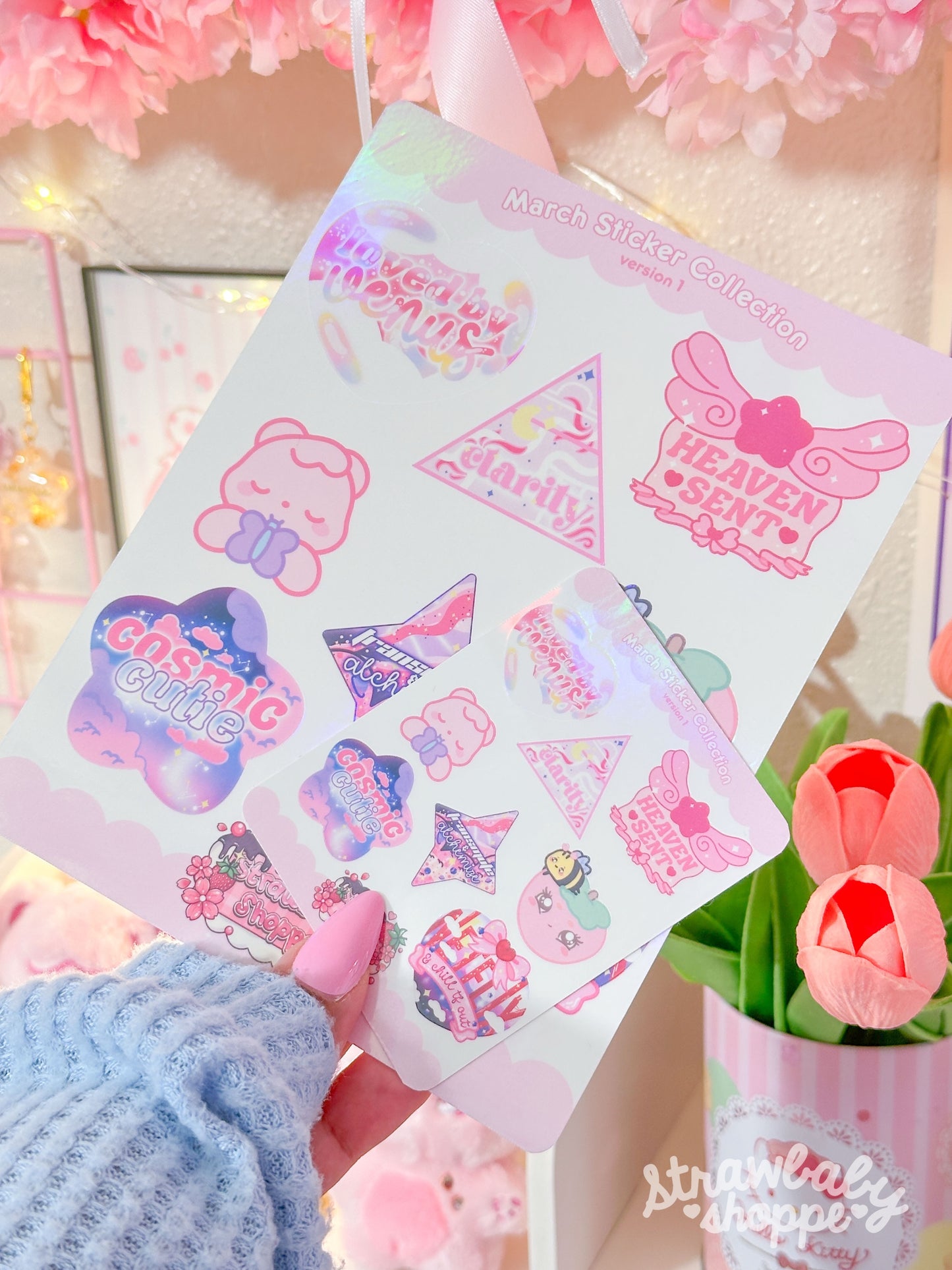 March Sticker Collection (Version 1) - Kawaii Vinyl Sticker Sheet - Stickers & Stationery | Handmade Holographic Sticker | March V1