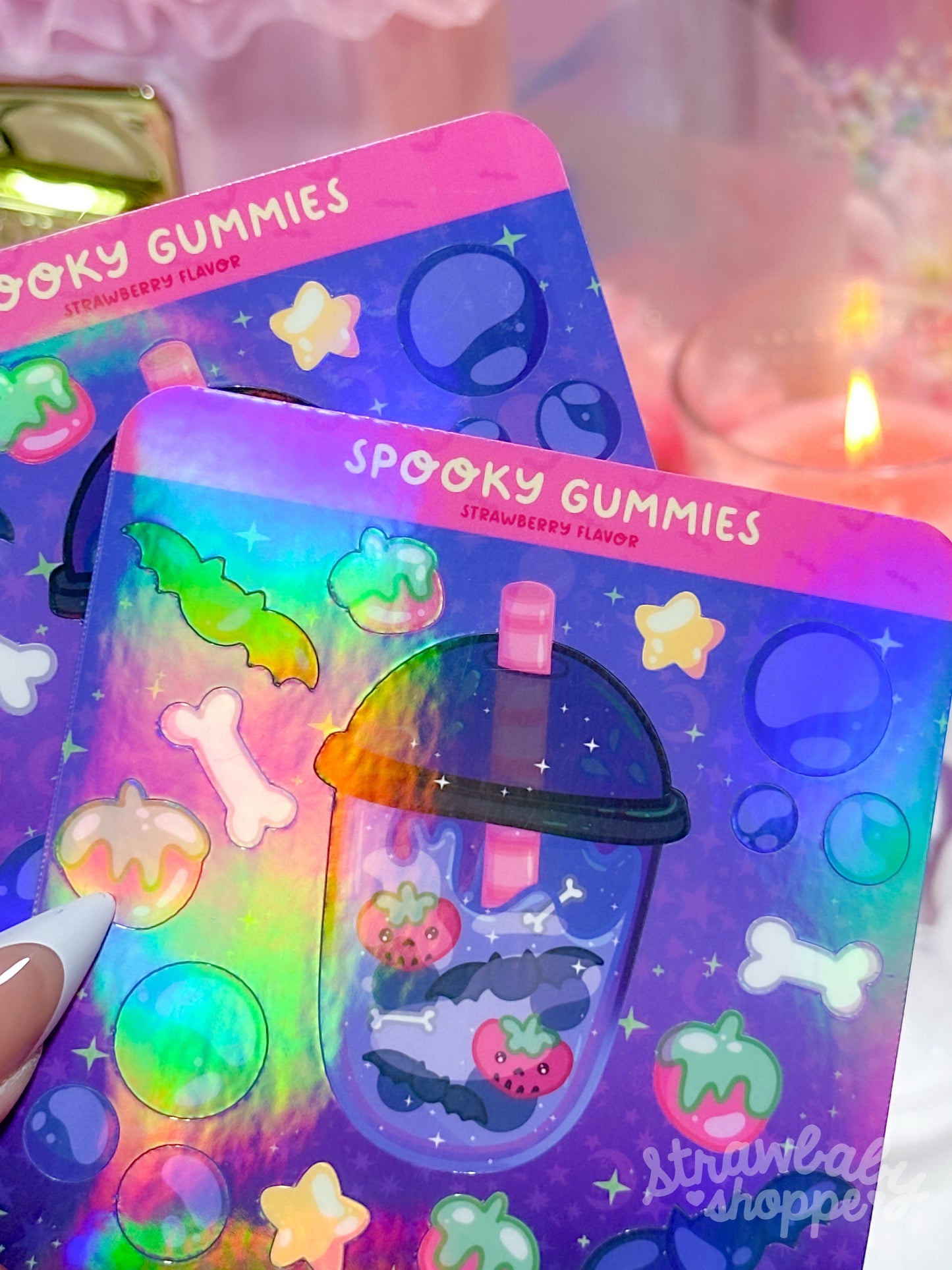 Spooky Gummies Planner/Journal Sticker Sheet - Spooky Handmade Holographic Stickers