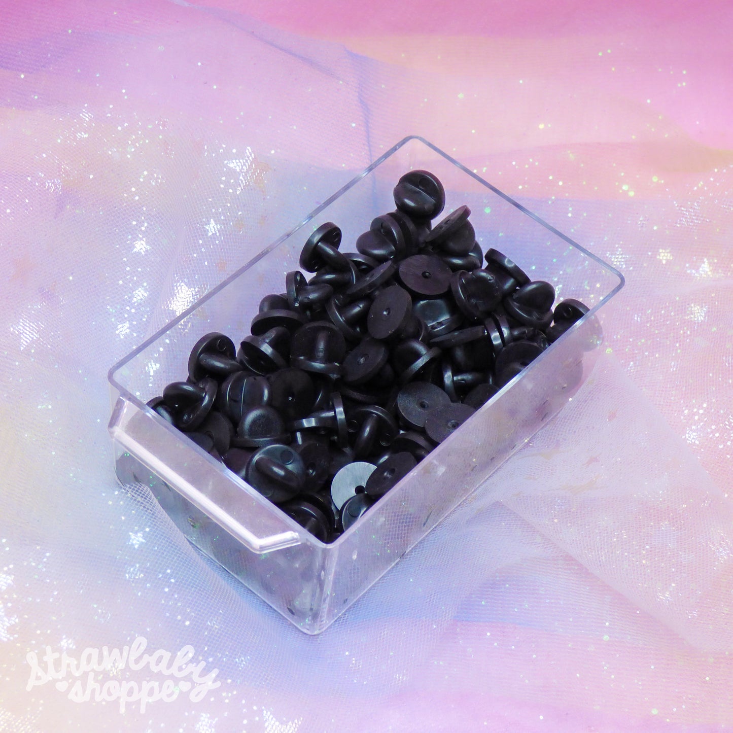 Black Rubber Pin Backs - Destash
