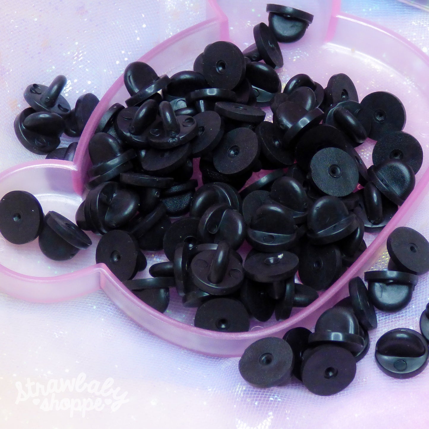Black Rubber Pin Backs - Destash