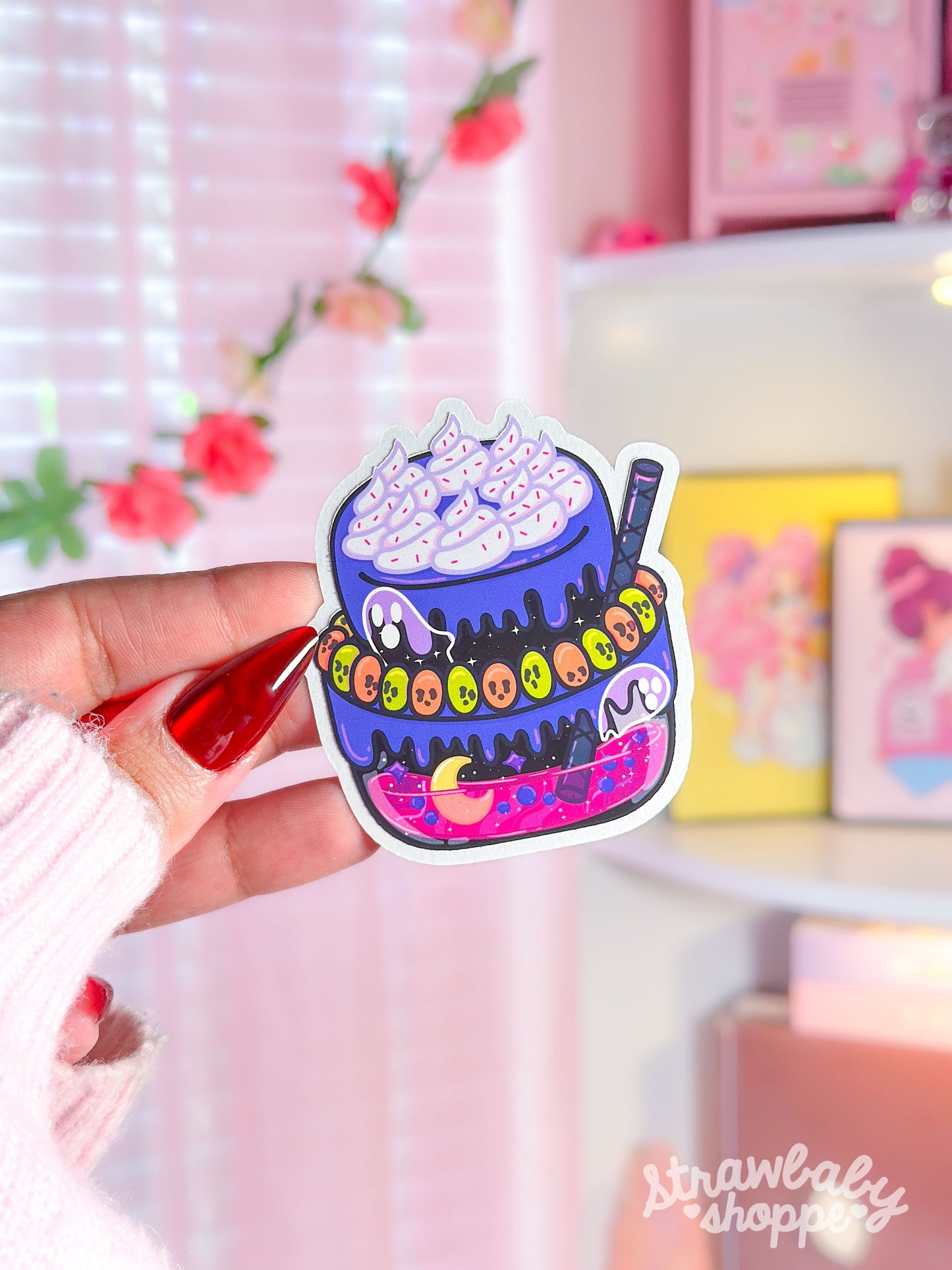 Spooky Boo-Ba Cake - Kawaii Die Cut Vinyl Sticker - Stickers & Stationery | Handmade Sticker | Kawaii Original Art (Copy)