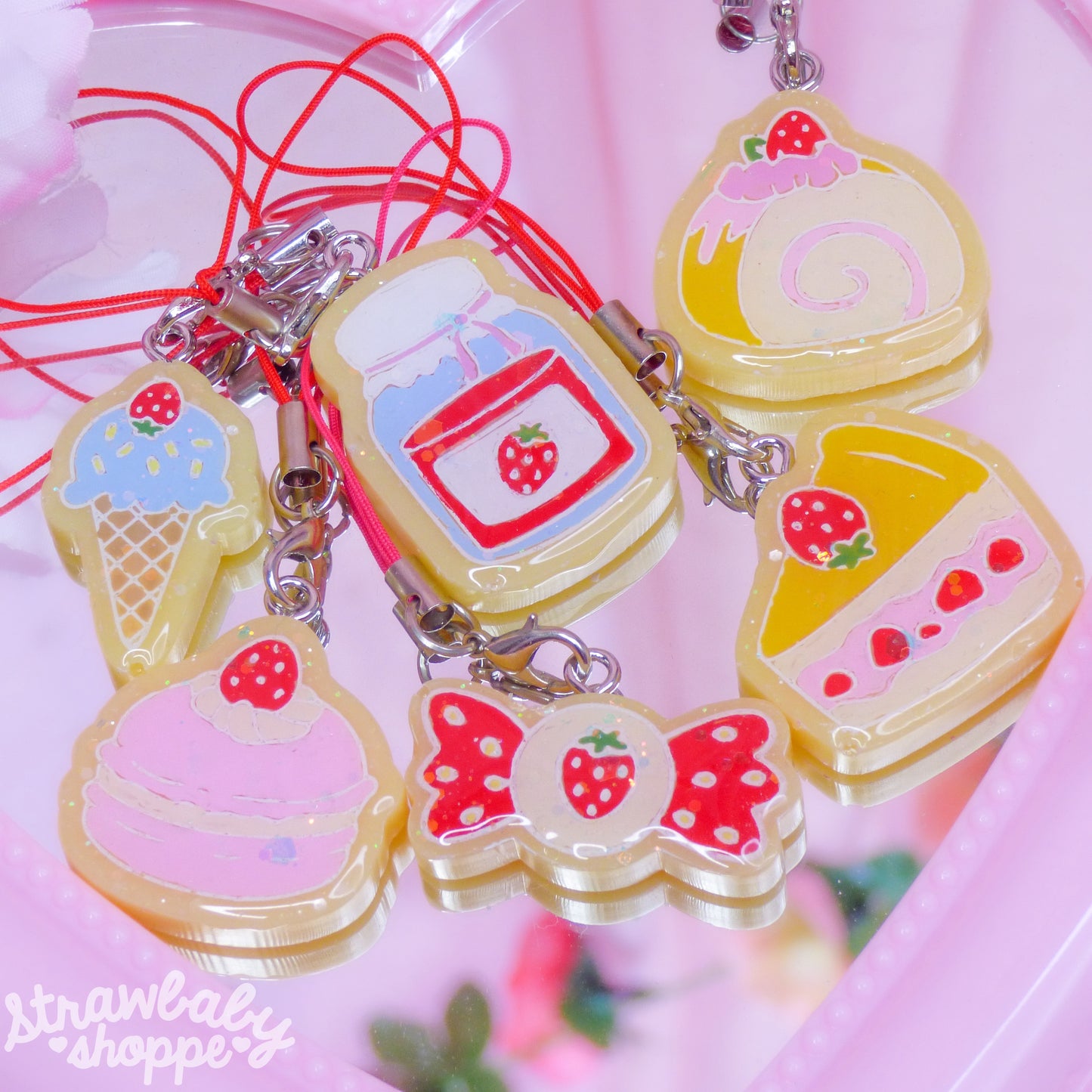 Strawberry Bakery Phone Charms