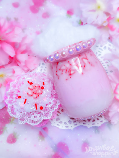 Stawberry Milk Resin Jar (with deco cork lid)