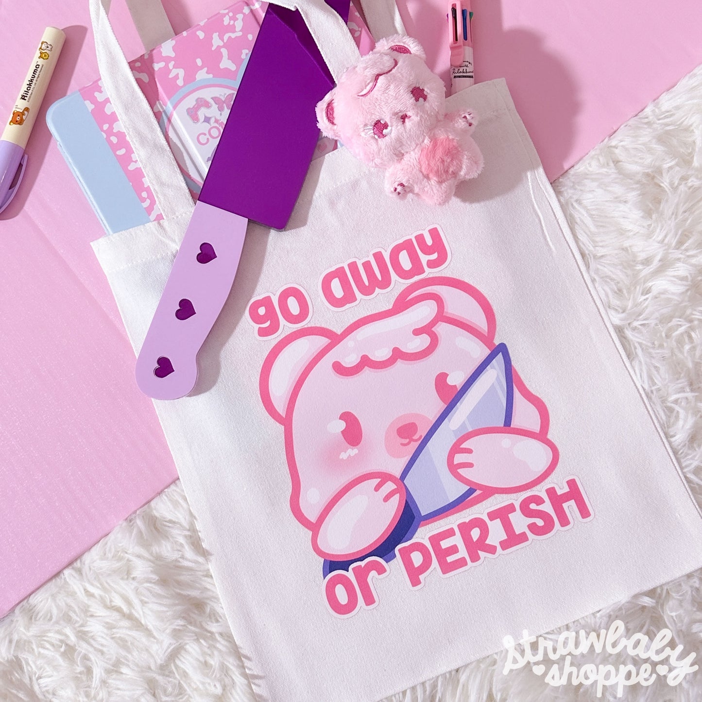 Mushi's Warning Tote Bag - Kawaii Tote Bag - Mushi the Bear