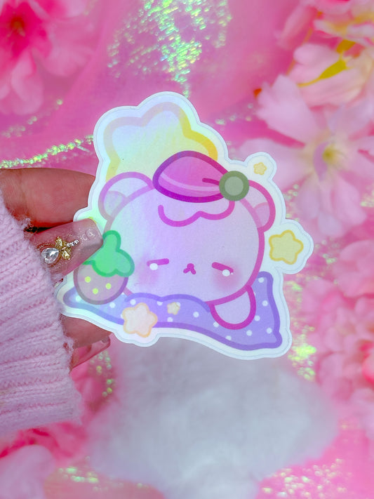 Sleepy Mushi - Holographic Rainbow Sticker