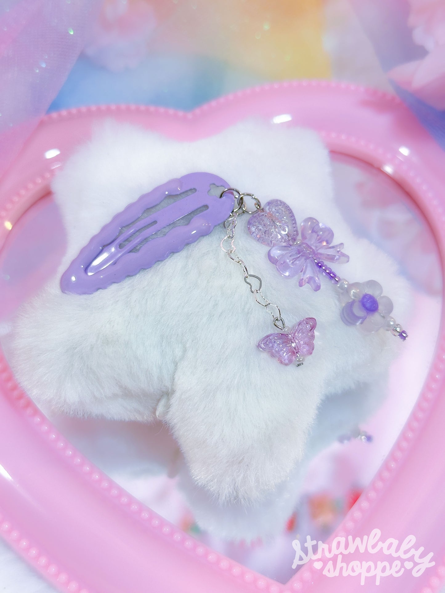 Blossoming Magical Girl (Purple Flower) - Bead Charm Pastel Hair Clips
