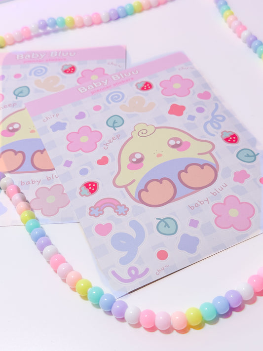 Baby Bluu Planner/Journal Sticker Sheet - Kawaii Stickers - Original Character