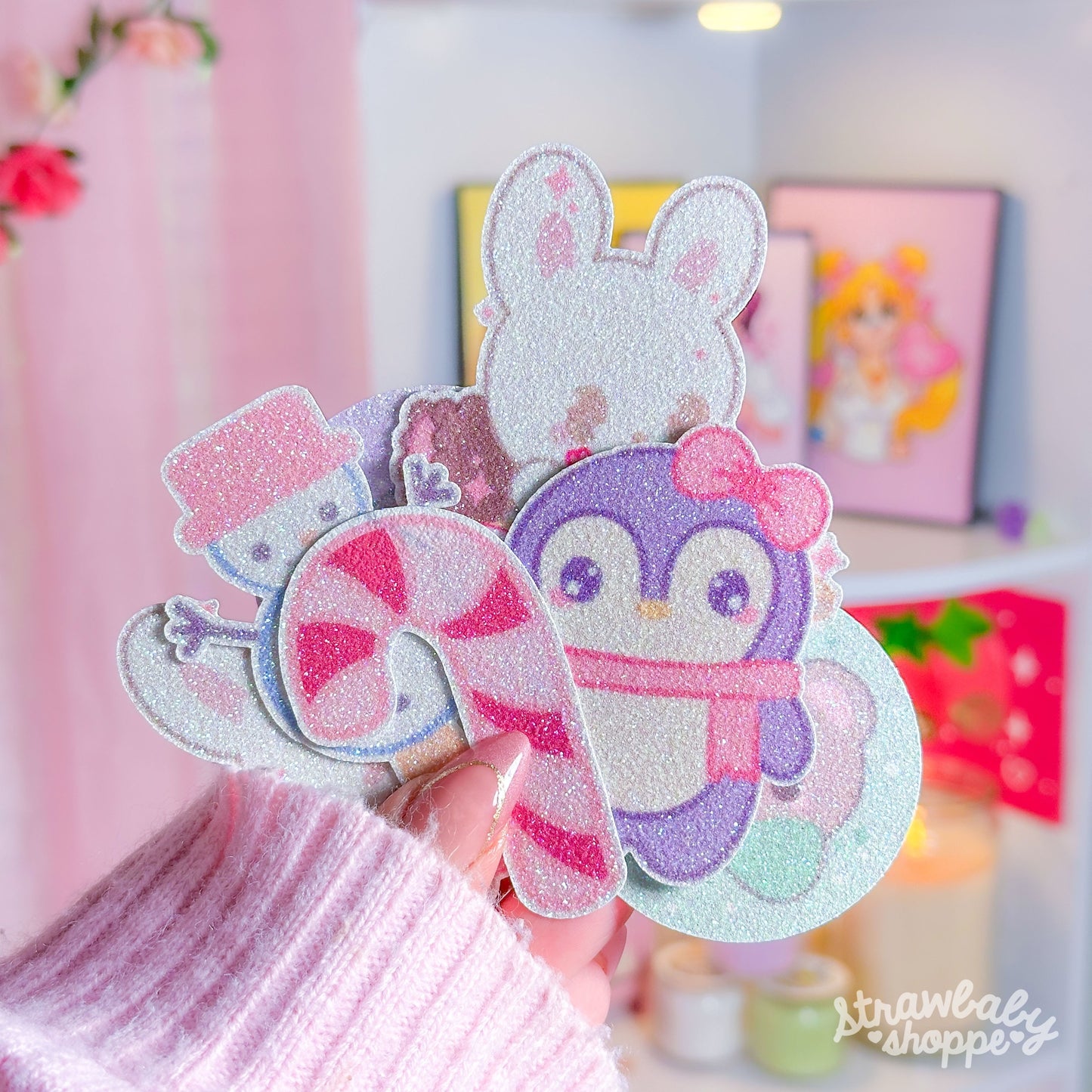 Winter Buddies - Handmade Glittery Sticker Pack (8 Pack)