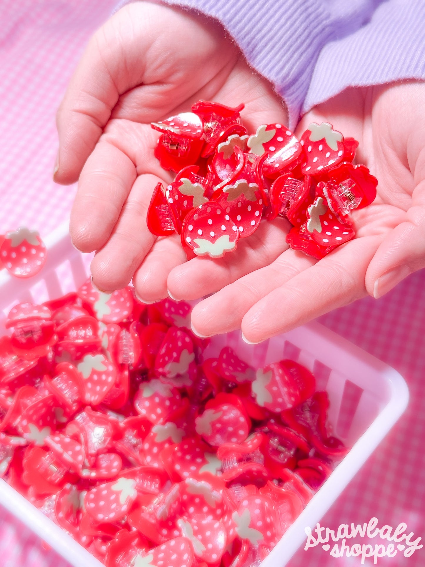 Berry Babe - Mini Strawberry Hair Clip 4pc. Set