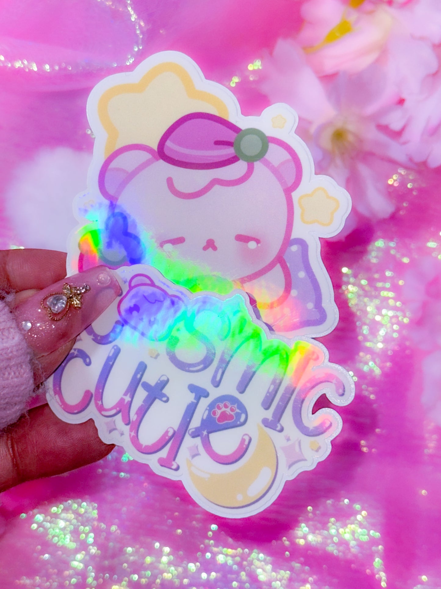 Sleepy Mushi - Holographic Rainbow Sticker