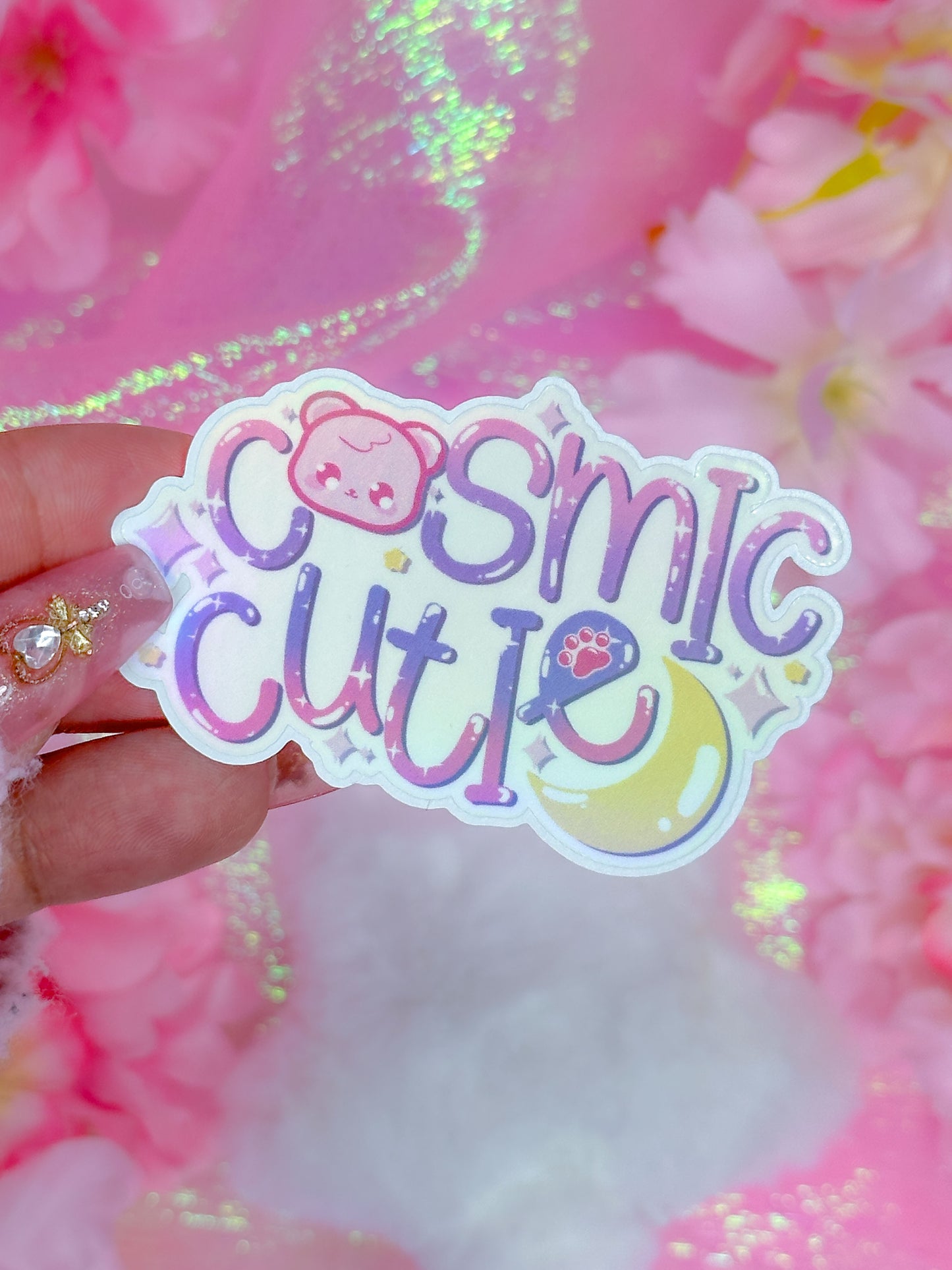 Cosmic Cutie - Holographic Rainbow Sticker