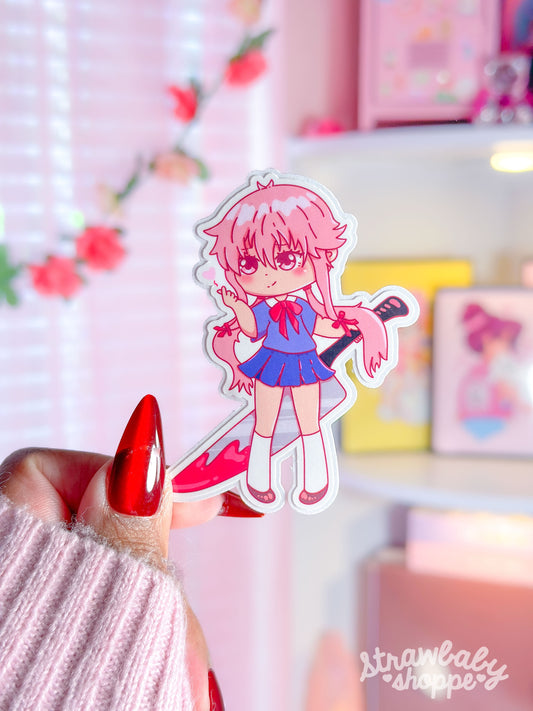 Yuno Gasai Chibi - Kawaii Die Cut Vinyl Sticker - Stickers & Stationery | Handmade Sticker | Anime Inspired - Future Diary