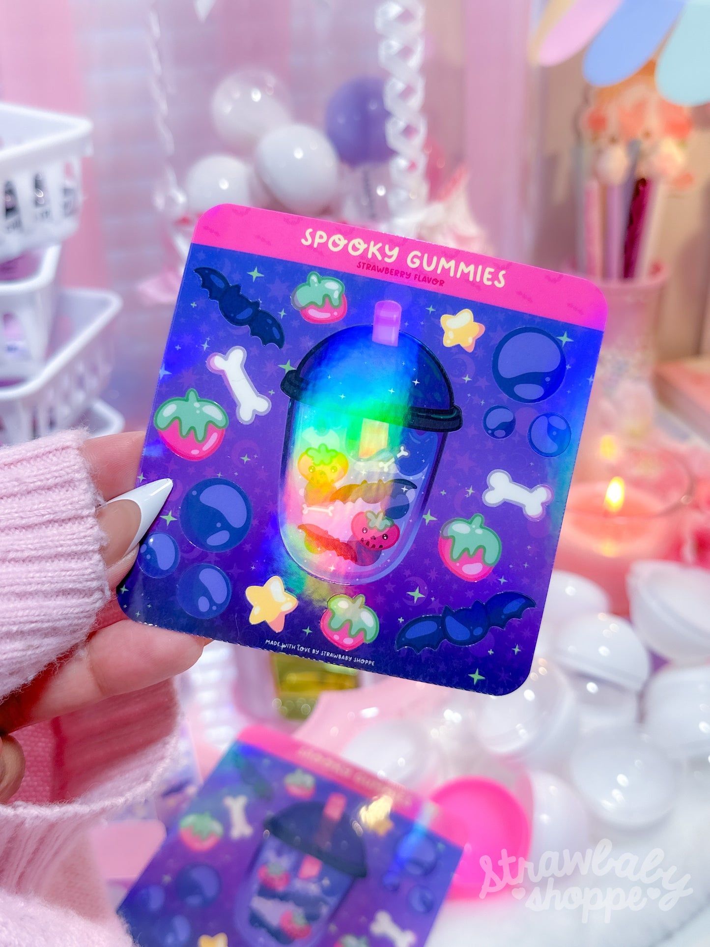 Spooky Gummies Planner/Journal Sticker Sheet - Spooky Handmade Holographic Stickers