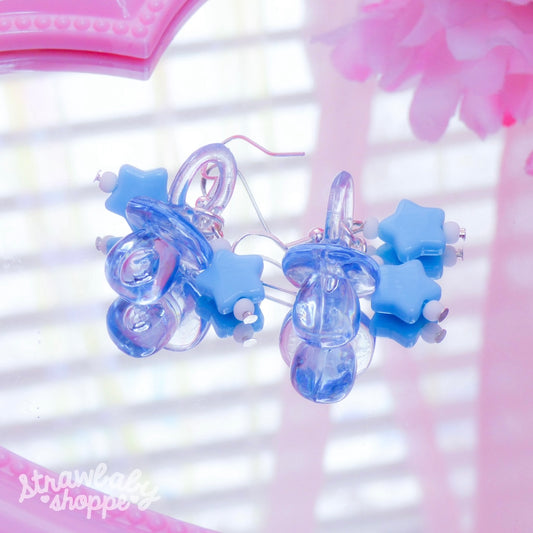 Blue Paci and Stars Dangly Earrings