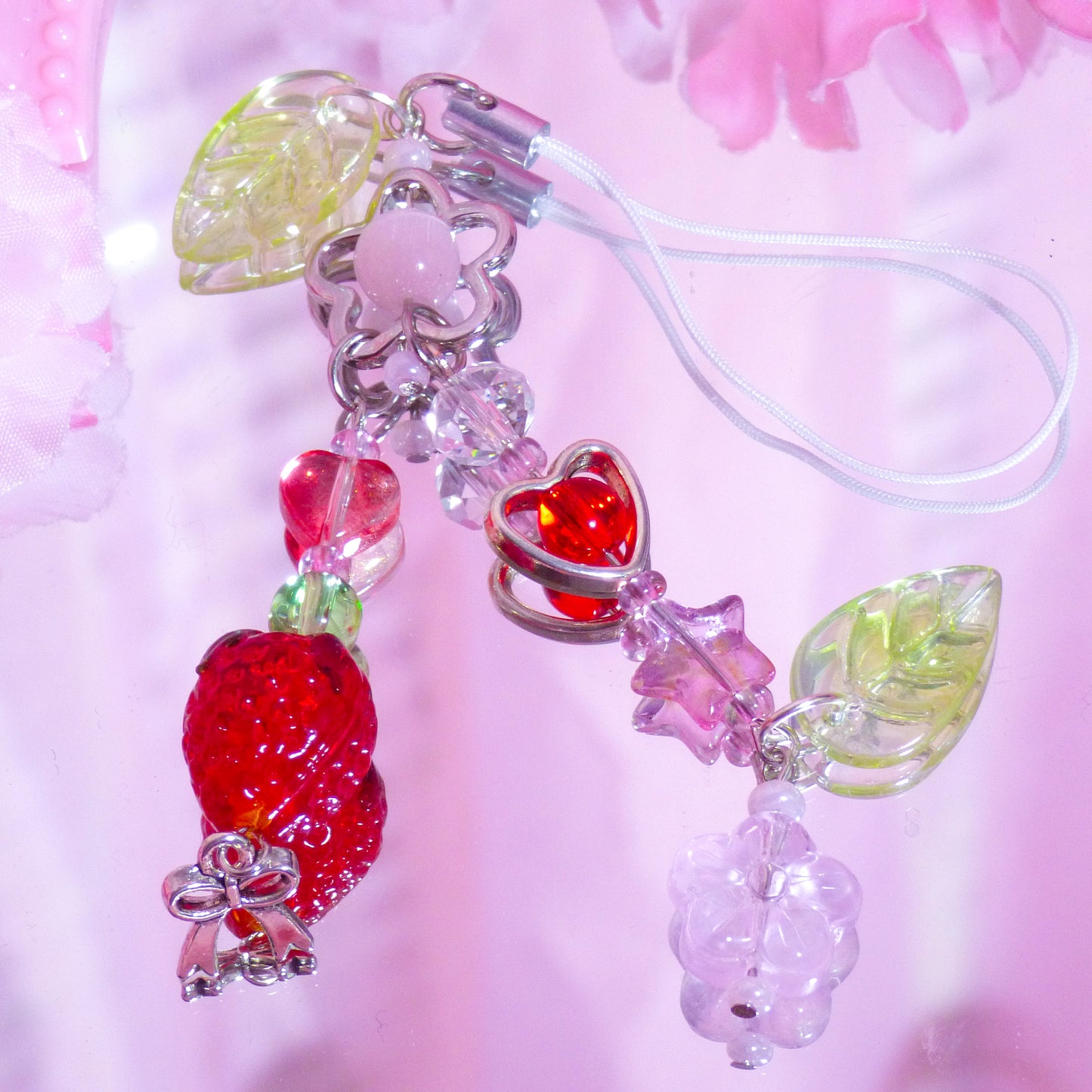 Sweet Strawberry Glass Bead Charm - Beaded Accessories - Bead Charm