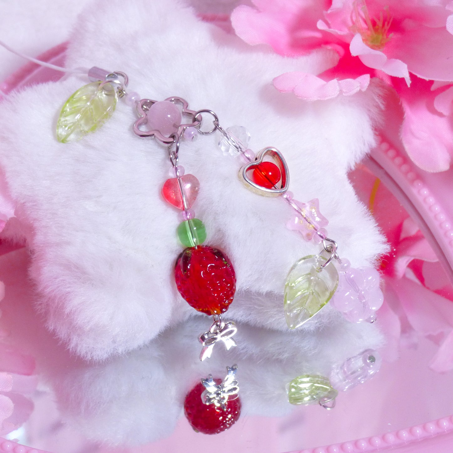 Sweet Strawberry Glass Bead Charm - Beaded Accessories - Bead Charm