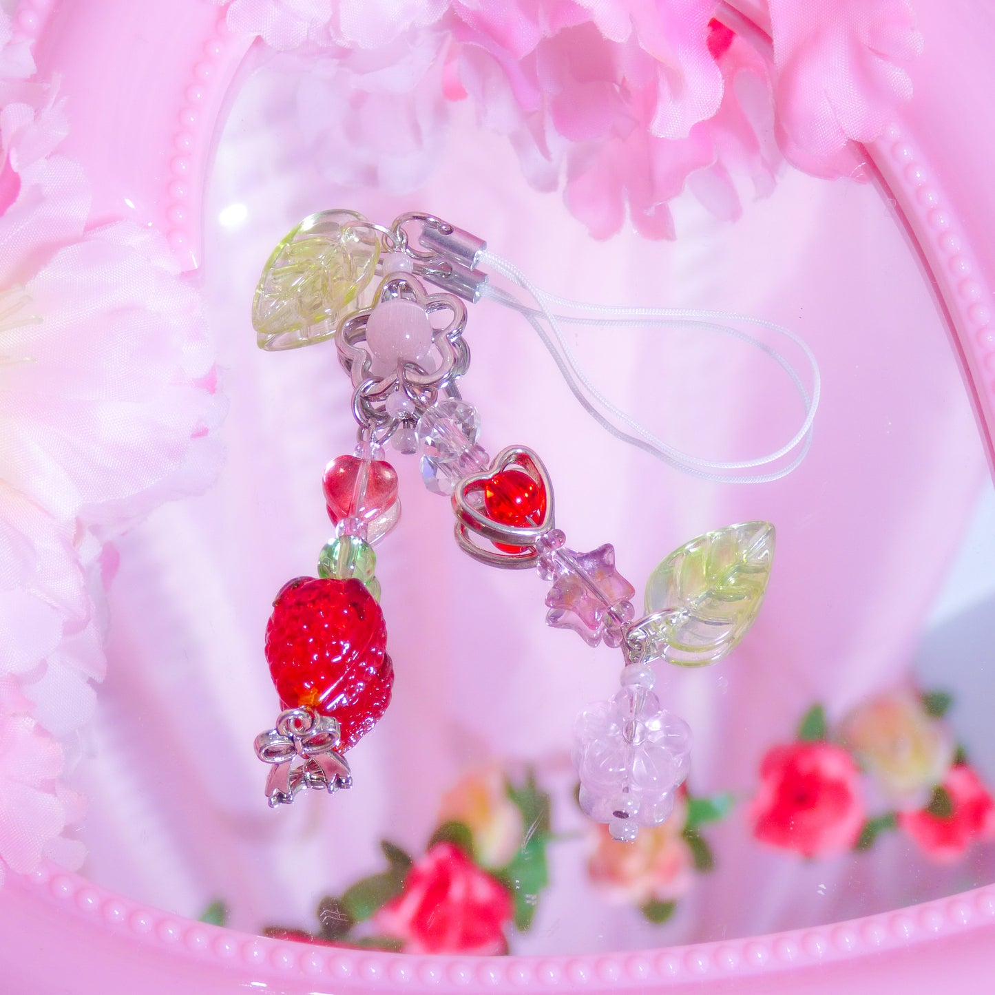 Sweet Strawberry Glass Bead Charm - Beaded Accessories - Bead Charm