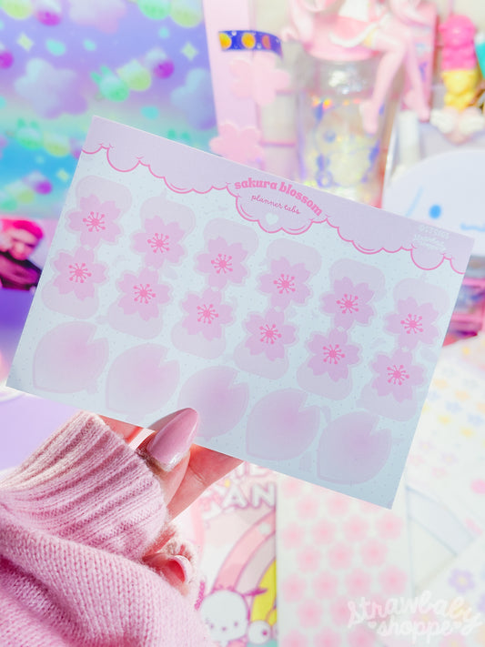 Sakura Blossom Planner Tabs + Note Sticker Sheet