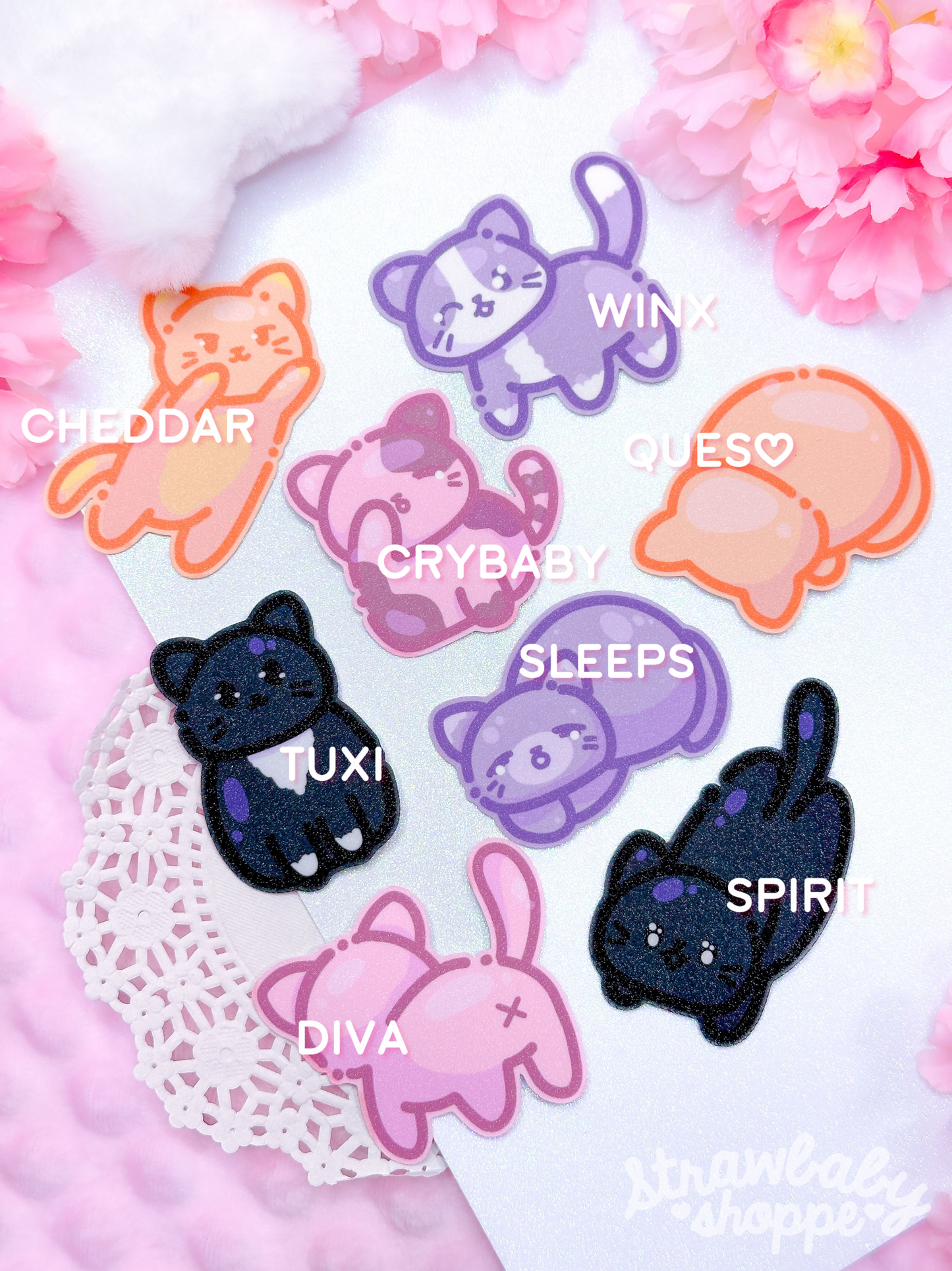 Cutie Kitties Glittery Die-Cut Stickers