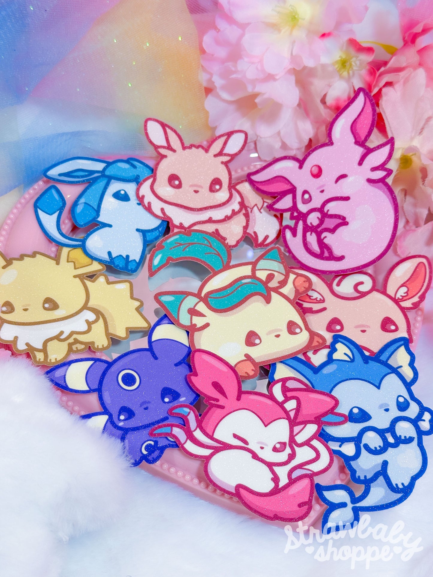 All The 'Vee's - Kawaii Character Glitter Vinyl Sticker Pack