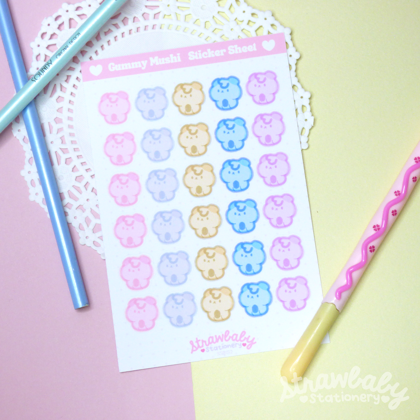Gummy Mushi  Sticker Sheet - Kiss Cut